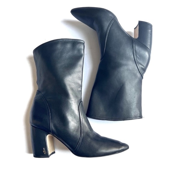 Sam Edelman Black boots Classic Hartley Mid Calf Dress Bootie Block Heel sz 9.5 - Picture 7 of 16